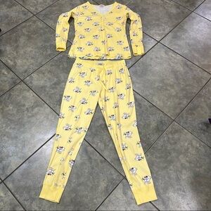Hanna Andersson Pajama PJ Set Bunnys Girls Sz M Yellow Rabbits Cotton Comfy EUC
